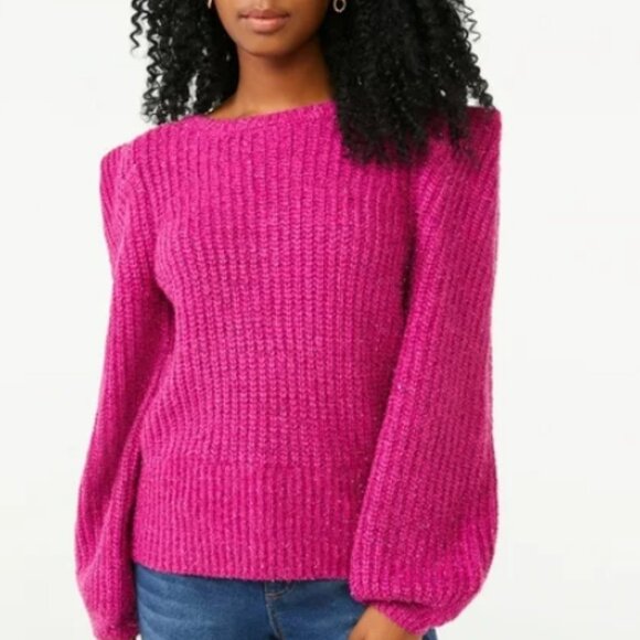 NWT Scoop Women's Soft Tinsel Sweater with Shoulder Detail Size M - Picture 2 of 6